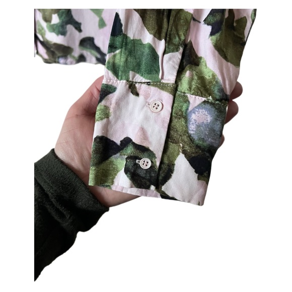 Crosby Women’s Pink Green Rayon Long Sleeve Collared Shirt V Neck Button Down - Picture 13 of 13